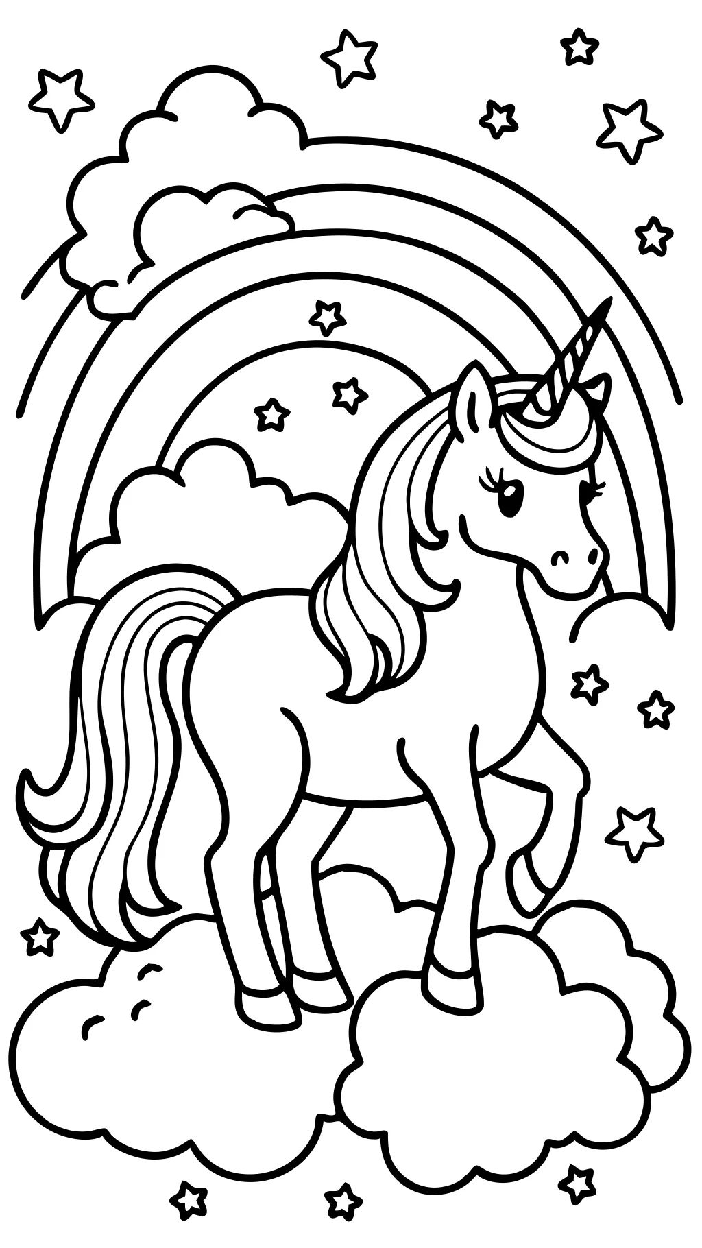 Página para colorear Unicorn Rainbow